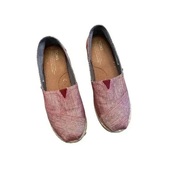 TOMS Metallic Pink Rope Espadrilles Platform Slip On Shoes Youth Size 4Y - Picture 4 of 6